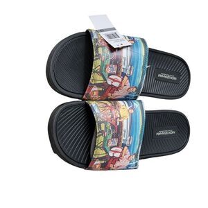 Nick Graham Dane Happy Men's Slide Sandals Size 13 Beach Print Father Day Deal